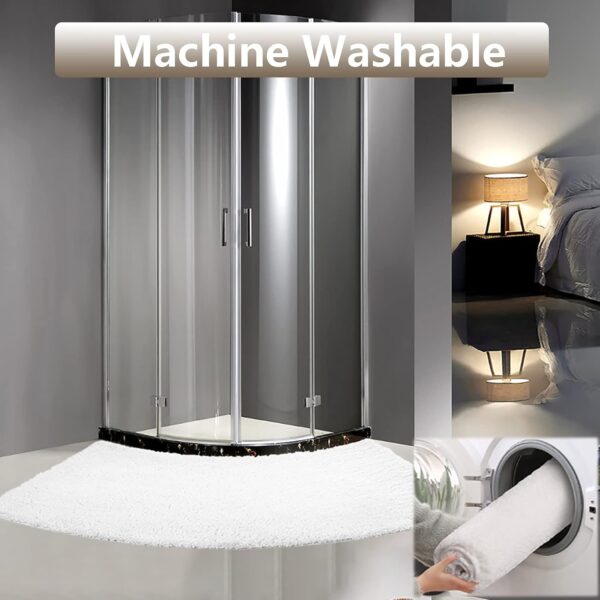 sigaer Bath Mats Non Slip Washable, Curved Bath Mat for Bathroom and Shower, Strong Water Absorbent Bathroom Rug, Ultra Soft Microfiber Bathroom Carpet, Machine Washable, 43.3 × 17.7 × 0.98in,White