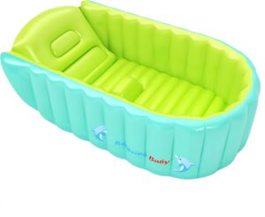 YAAVAAW Inflatable Baby Bathtub,Infant Shower Tub Anti-Slip Shower Basin,Toddler Bathing Seat Mini Swimming Pool Foldable Travel Bath Tub Shower Basin with Soft Cushion Central Seat(for 0-3 Years)