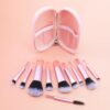 10 Pcs Travel Makeup Brush Set Pink Mini Makeup Brushes Travel Size With Pack Portable Small Eyeshadow Eye Lipstick Foundation Brush Shadow Contour Blush Concealer