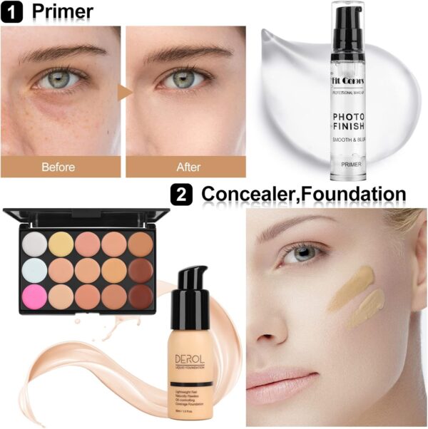 Makeup Sets, Cosmetic Make Up Starter Kit With Storage Bag Portable Travel Make Up Palette Eyeshadow Foundation Lip Gloss for Teenage & Adults(Style C)
