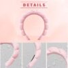 Ycfish Puffy Makeup Headband Spa Headbands for Women Sponge & Terry Towel Cloth Fabric Cute Skincare Headband for Face Washing, Makeup Removal, Shower, Facial Mask (Pink)