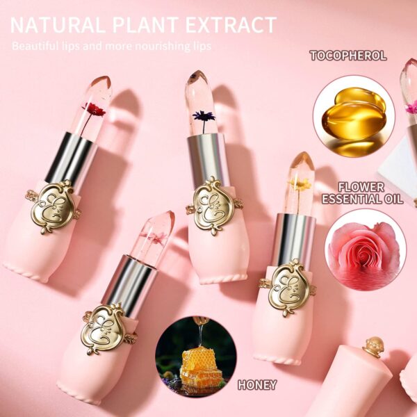 6 Packs Flower Jelly Lipstick Set Magic Temperature Color Change Lip Balm Long Lasting Moisturizer Lip Gloss Flower Jelly Lipstick Makeup Set (6PCS Set A)