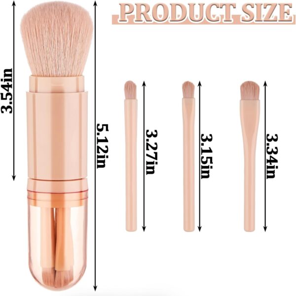 Dimeho 2 Set Travel Makeup Brushes Set, 4 in 1 Portable Travel Lip Brush Mini Cute Makeup Brush Retractable Professional Foundation Blending Powder Eye Shadow Brush Facial Cosmetic Brush Set