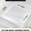 HITSLAM Shower Mat Non Slip Anti Mould, Bath Mat Anti Slip With Suction Cups and Drain Holes, Square Shower Mat for Inside Shower 53 x 53cm, Machine Washable Bath Mat for Tub, Clear