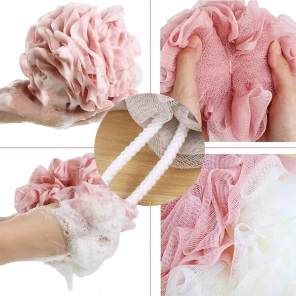 Small Size for Child 4 Pcs Shower Loofah, Soft Body Exfoliating Shower Sponge, Mesh Loofah Body Exfoliating Shower Ball Shower Sponge, Multicolor Skin Cleaning Bath Scrunchies