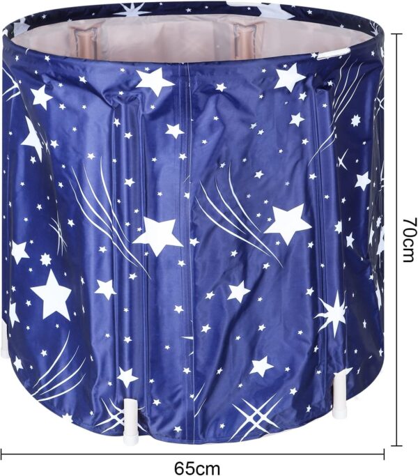 Dhouse Portable Bathtub 68 X 65CM 230L Foldable Free Standing Soaking Bath Tub Adult SPA Bathtub for Student Home Camping (Starry Blue)