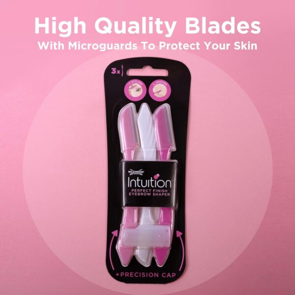 WILKINSON SWORD - Intuition Eyebrow Shaper for Women | Facial Hair Remover and Trimmer | Exfoliating Dermaplaning Tool | Pack of 3 Disposable Razors
