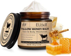 120g beef tallow, beef tallow skin care, Tallow and Honey Cream, Natural Tallow Face Moisturizer, Organic Hydrating Beef Tallow Balm Deeply Moisturizing for Face & Body Skin Care.