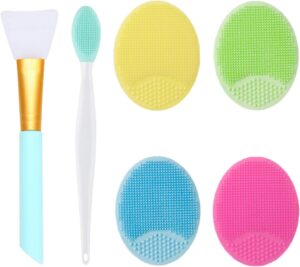 OBSCYON 6PCS Silicone Face Scrubber Kit, Manual Facial Cleansing Brush,Face Mask Brush, Exfoliating Lip Brush for Skin Care