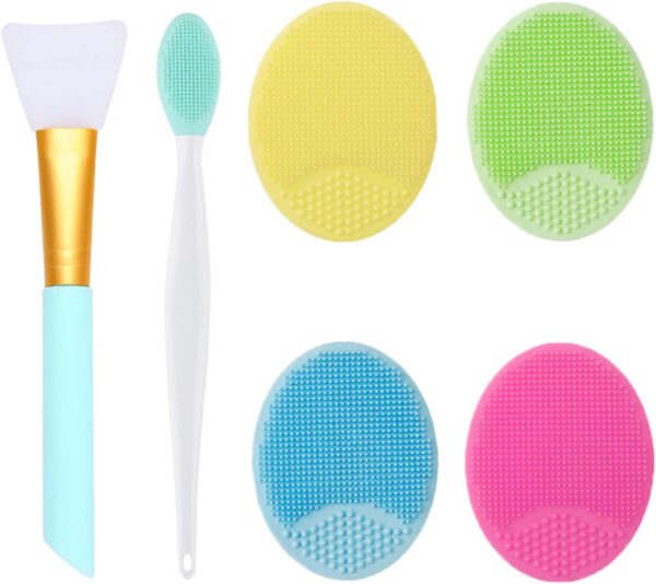 OBSCYON 6PCS Silicone Face Scrubber Kit, Manual Facial Cleansing Brush,Face Mask Brush, Exfoliating Lip Brush for Skin Care