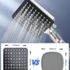 Shower Head with Filter,YEAUPE PRO Square Pure Shower,Bathroom showerhead (115 * 100mm), Shower Heads High Pressure 6 Jet Modes,Universal Powerful Flow Rain Hard Water Softener Handheld Shower Head