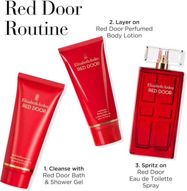 Elizabeth Arden RED DOOR Eau de Toilette 30ml 3-piece Gift Set, floral woody perfume, luxury fragrance gifting for women