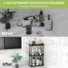 Bethom Bathroom Organiser Countertop, 3 Tier Makeup Perfume Stand Organisers for Vanity, Skincare Storage, Metal Toiletries Organiser for Cosmetics, Toiletries, Lotions, Perfumes (Black)