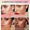 Highlighter Makeup Stick - Waterproof Glitter Cream Highlighter - Bronzer Contour Face Makeup - Long-lasting 3-in-1 Multi Uses for Face Body Eyeshadow (3#rich glow)