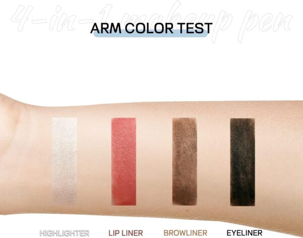 Prreal 4 in 1 Makeup Pen, Eyebrow Pencil & Eyeliner Lip Liner Highlighter All One Pen Waterproof Eye, and Face Makeup, Color Multi-function Beauty (Blue A), 1.0 count