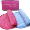 Simply Gone Make Up Remover Cloths | Reusable Makeup Removing Face Cloth ideal for Sensitive Skin | Makeup Remover Flannel 2 Set (Blue & Pink)