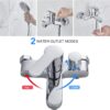 KINKIBOS Wall Mounted Bath Mixer Tap with 3-Spray Handheld Shower Head, Newly Upgraded Diverter, Bathroom Bath Shower Filler Tap, Single Lever Bath Shower Mixer, Solid Brass Chrome