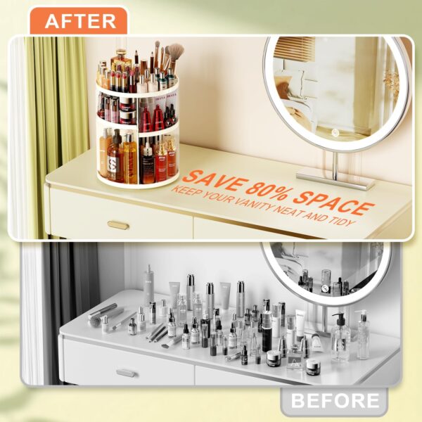 Auxmir Makeup Organiser, 9 Layer Large Capacity Beauty Cosmetic Storage for Perfume Jewellery, Revolving 360° Rotatable Makeup Holder Stand for Dressing Room, Bathroom, Bedroom, White