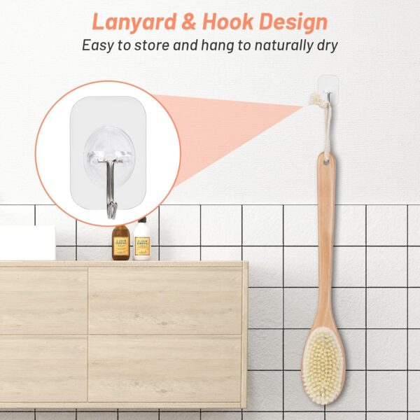 Alyvisun Wooden Back Scrubber for Shower with Long Handle, Dual-Sided Bath Brush Body Scrubber with Stiff and Soft Bristles, Exfoliating Body Brush [Dry and Wet Brushing]