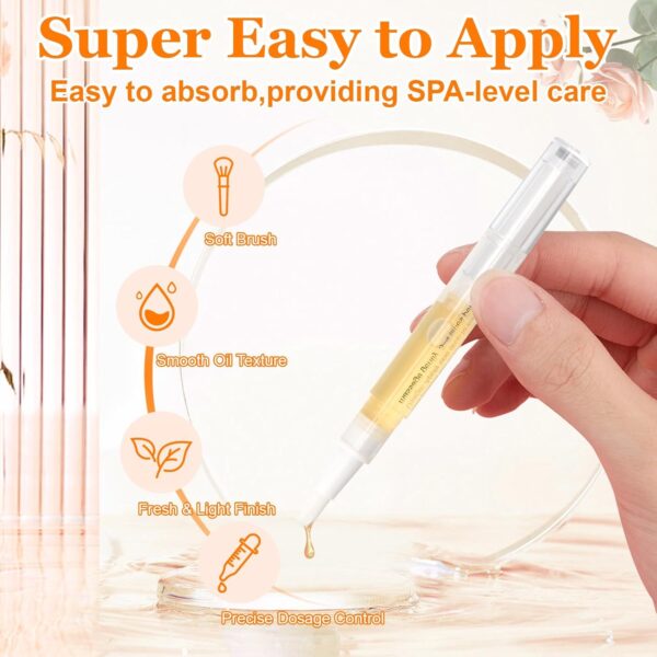 Cuticle Oil Pen for Nail Care,4PCS Nail Oil Pen with Natural Ingredients,Cuticle Oil for Nails for Nail Growth Treatment,Nail Oil Cuticle for Repairing Cracked with Nail File(Mix Flavors)