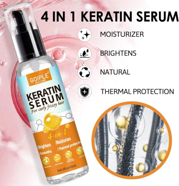 Keratin Protein Hair Serum Anti Frizz Control Repair Hair- Rose Water Spray for Hair Moisturize Anti-Frizz Hair Smooth Products Curly Hair Brush Curl Defining Brush for Shaping Hair Women Men(3PCS)