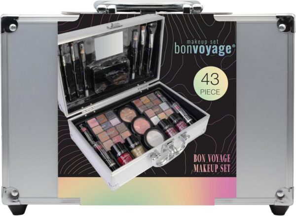 bonvoyage, Bon Voyage Makeup Set, 43-Piece Make up Kit with Professional Make up, Includes Lipstick, Eyeshadow, Blush, Nail Polish and More, Makeup Kit for Women