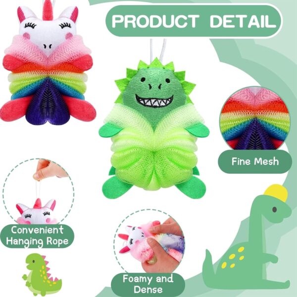 JYTDBCS 2Pcs Bath Loofahs for Kids, Cartoon Shower Puff Body Scrubber Shower Washing Exfoliating Soft Body Puff Sponge，Kids Shower Puff for Children Shower Kids sponges，Washing Puffs for Bath