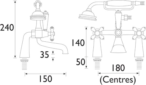 Bristan K BSM C Colonial Bath Shower Mixer - Chrome