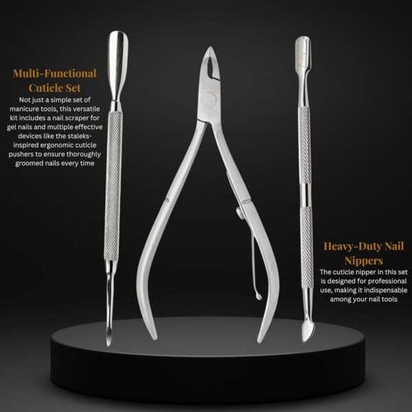 ASM® Toenail Cuticle Nippers + 2 Pusher cuticle set - Professional Heavy Duty Cuticle Clippers Manicure & Pedicure Sets For Fingernail Cuticle Kit, Nail Cuticle Remover For Mens & Womens Nail care
