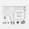 PURAGEIR Shower Mixer Set, Thermostatic Shower Set with 3 Functions Hand Shower, Shower Bar Set with Adjustable 8'' Overhead Rainfall Shower,Square Shape,Chrome