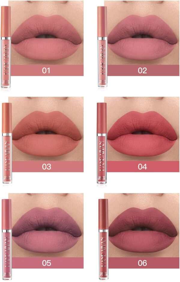 6 Pcs Matte Liquid Lipstick Set Nude Lip Gloss Non-Stick Cup Not Fade Waterproof Long Lasting Lip Sticks Gift For Make Up Women (Set B)
