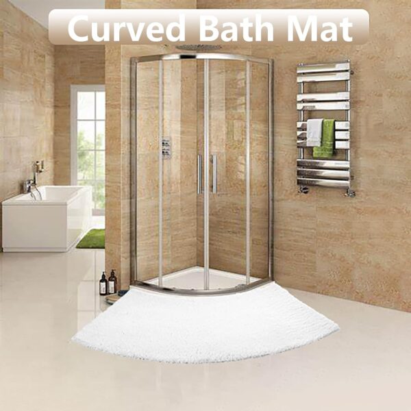 sigaer Bath Mats Non Slip Washable, Curved Bath Mat for Bathroom and Shower, Strong Water Absorbent Bathroom Rug, Ultra Soft Microfiber Bathroom Carpet, Machine Washable, 43.3 × 17.7 × 0.98in,White