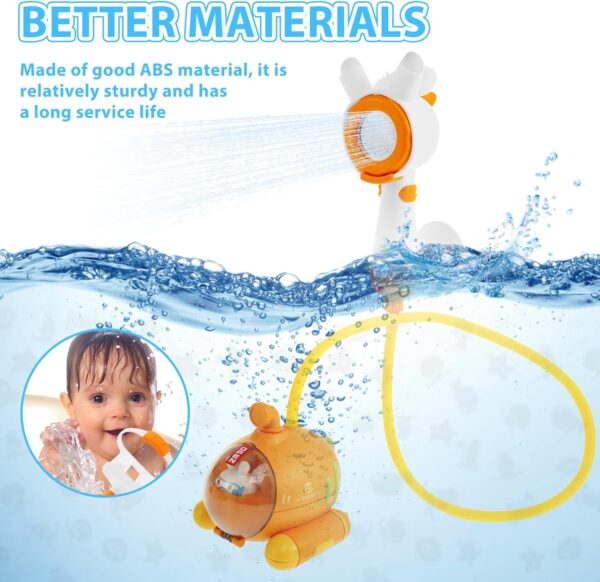 Gatphy Baby Bath Shower Head Baby Bath Toys, Submarine Shaped toddler bath shower head with Suction Cup Battery Operated Baby Watering Bath Toy for Kid Toddlers Girls Boys 1 2 3 4 5 Year Olds