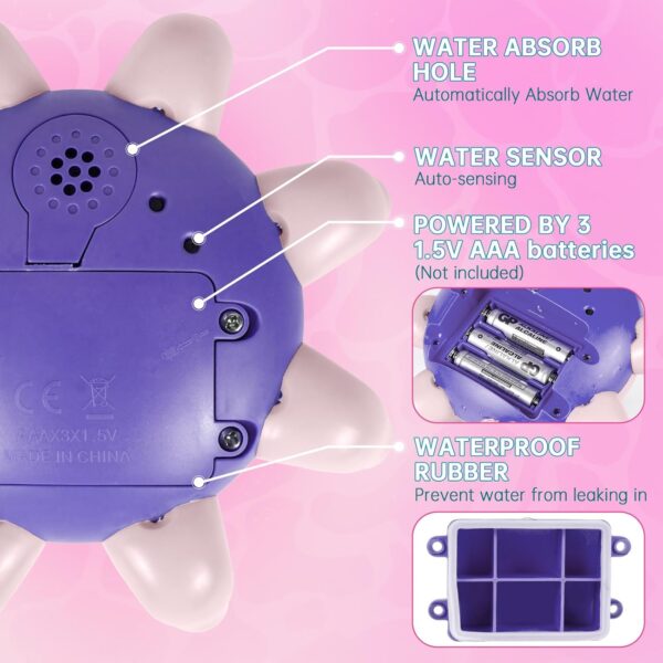 Jiosdo Baby Bath Toys, Octopus Spray Water Light Up Bath Toys, Automatic Induction Water Toys, Bath time shower Bathtub toys Gifts for Toddlers Girls Boys（Pink）