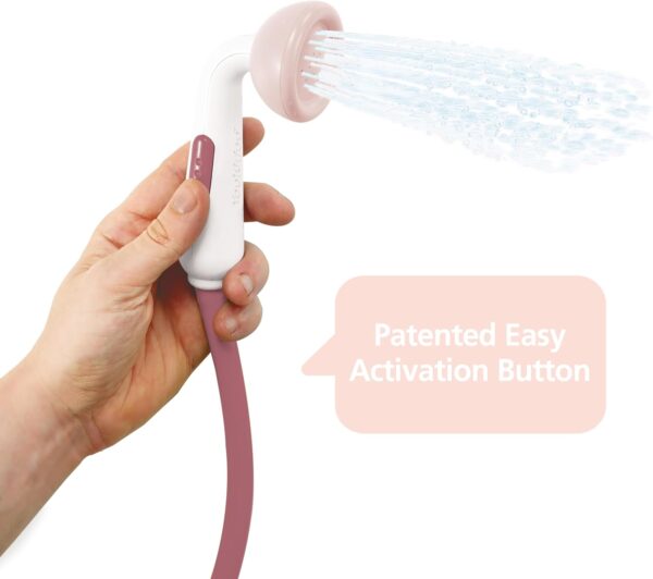 Yookidoo Baby Bath Elephant Shower Head Gift Set - Includes Hooded Towel & Hanger - Control Water from 2 Elephant Trunk Knobs in Tub or Sink Newborns, Toddlers, Boys, Girls (Blush Pink)