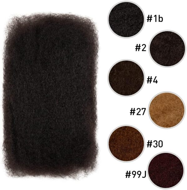 FASHION IDOL Afro Kinkys Bulk Human Hair for Dreadlock Extensions 16 Inches 1 Pack 50 Gram Natural Black Loc Repair Afro Kinky Braiding Human Hair for Locs 1.8 Oz