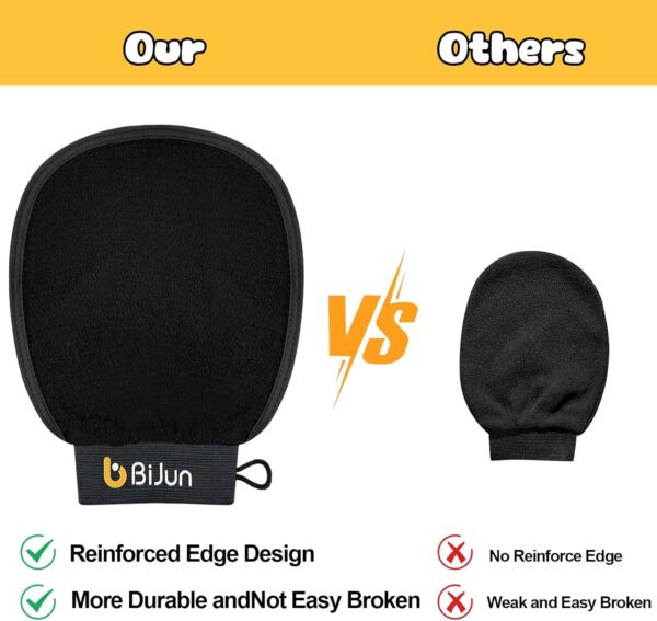 BiJun Exfoliating Glove, Moroccan Kessa Scrub Exfoliating Gloves, Deep Exfoliating Mitt Body Scrub Premium Scrub, at Home Shower or Bath Exfoliating Gloves for Dead Skin Remover