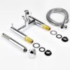 Architeckt® Malmo Bathroom Bath Shower Mixer Tap Handset Hose Attachment Round Twin Lever Handle for Bathtub Modern, Chrome