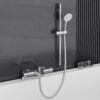 MORADO Thermostatic Bath Shower Mixer Tap Set,Bathtub Shower Mixer Tap with with Shower Riser Kit,(1x Hand Shower,1x Shower Rail 70cm, 1x Shower Hose 1.5m,1x Deck Mounted Bath Shower Tap),Chrome