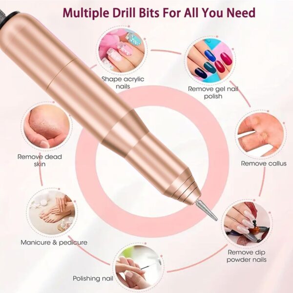 FOLAI Electric Nail Files, Professional Nail Drill for Acrylic Nails Gel, Electric Nail Drill 20000 RPM, Adjustable Speed E File for Nails, for Beginner Girl Women Mum