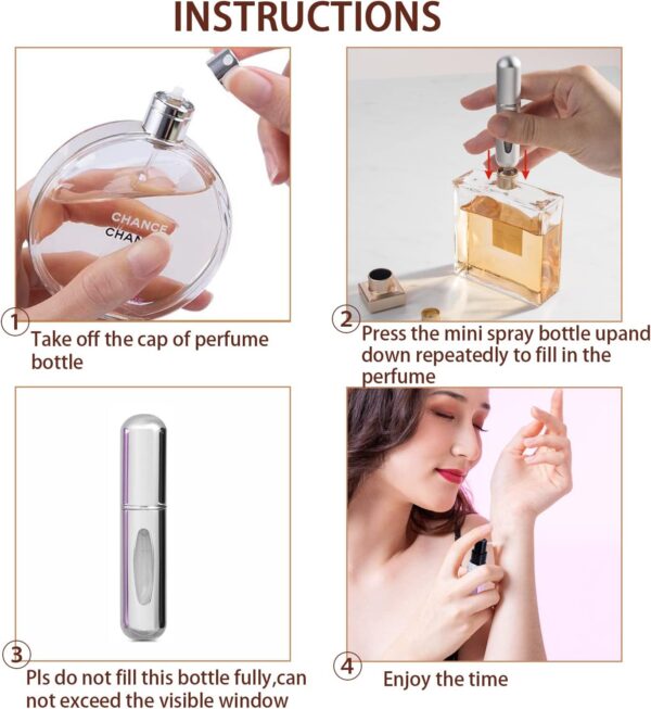 4PCS 5ml Perfume Atomiser Refillable Bottles Portable Mini Spray Travel Bottle Easy to Refill Empty Atomizer Bottle for Purse Handbag Pocket Luggage,Bright Color