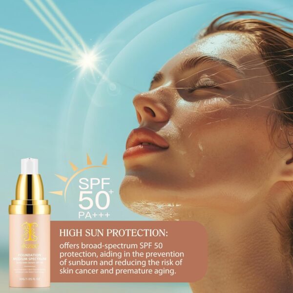 4 in 1 Colour Changing Foundation, SPF50 Medium Spectrum Foundation, Colour Changing Mature Skin Foundation, Full Coverage Skincare, Moisturizing Anti-aging, Universal Shade for All Skin Types-30ML