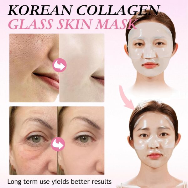 6pcs Glass Skin Face Mask With Collagen, Deep Hydration Collagen Face Mask, Anti Wrinkle Skincare, Korean Glass Skin, Overnight Hydrating For Face Care