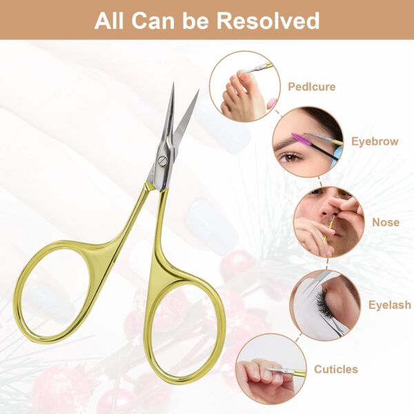 CGBE Cuticle Scissors, Professional Cuticle Scissors Curved Thin, Stainless Steel Super Sharp Cuticle Cutter Remover Small Beauty Scissors for Cuticles, Dead Skin, Eyebrows, and Eyelashes, Gold