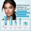 Quiyum Skincare Gift Set, 8X H2O AquaVitalize Skin Care Sets & Kits, Cleanser,Toner,Serum,Eye Cream,Face Cream, Pamper Gift Set for Women Mom Birthday, Luxury Glass Face Care Kit for All Skin Types