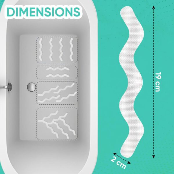 plastific 12pcs Non-slip Strip Stickers, Anti Slip Grip Stickers Adhesive Shower Strip Stickers Non Slip Strips Pad Treads Bathtub Flooring Safety Tape Mat for Bath Shower (White)