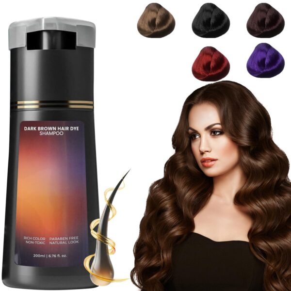 Polar Hair Dye Shampoo, Hair Care, Hair Care Instant Dye Shampoo, Natural Color for Gray Hair Coverage (Dark Drown)