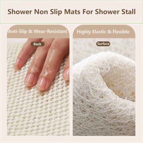 KAZOLEN Shower Mat Non Slip Anti Mould: Bath Mats for Inside Bath- 60 x 40 cm Anti Slip Shower Mats for Inside Shower- Loofah Shower Mat White Long Washable Shower Matt for Elderly Wet Room Quick Dry