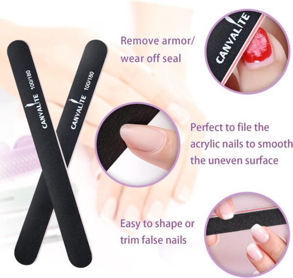 Canvalite All in One 4 Way Nail Buffer Block - Shapes, Files, Smoothes, and Shines - 100/180 Grit Nail File and Buffer - 9pcs