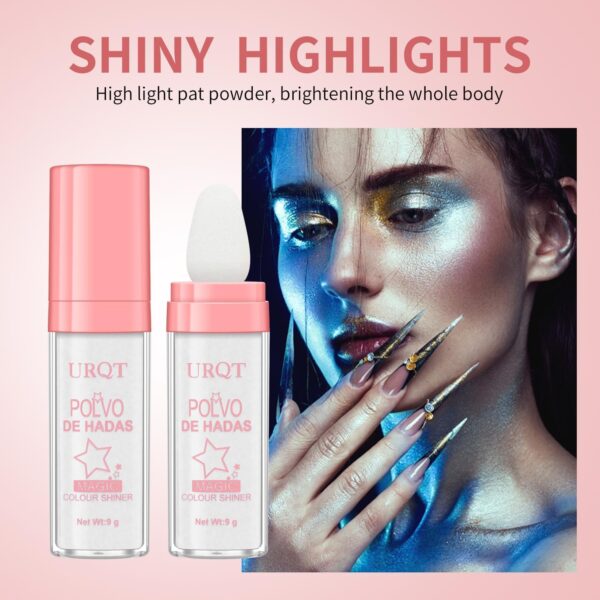 3 Pack Polvo De Hadas Fairy Highlighter Patting Powder Face Body Glitter Shimmer Brightens Blusher Waterproof Smooth Highlighter Festival Party Makeup (Set A)